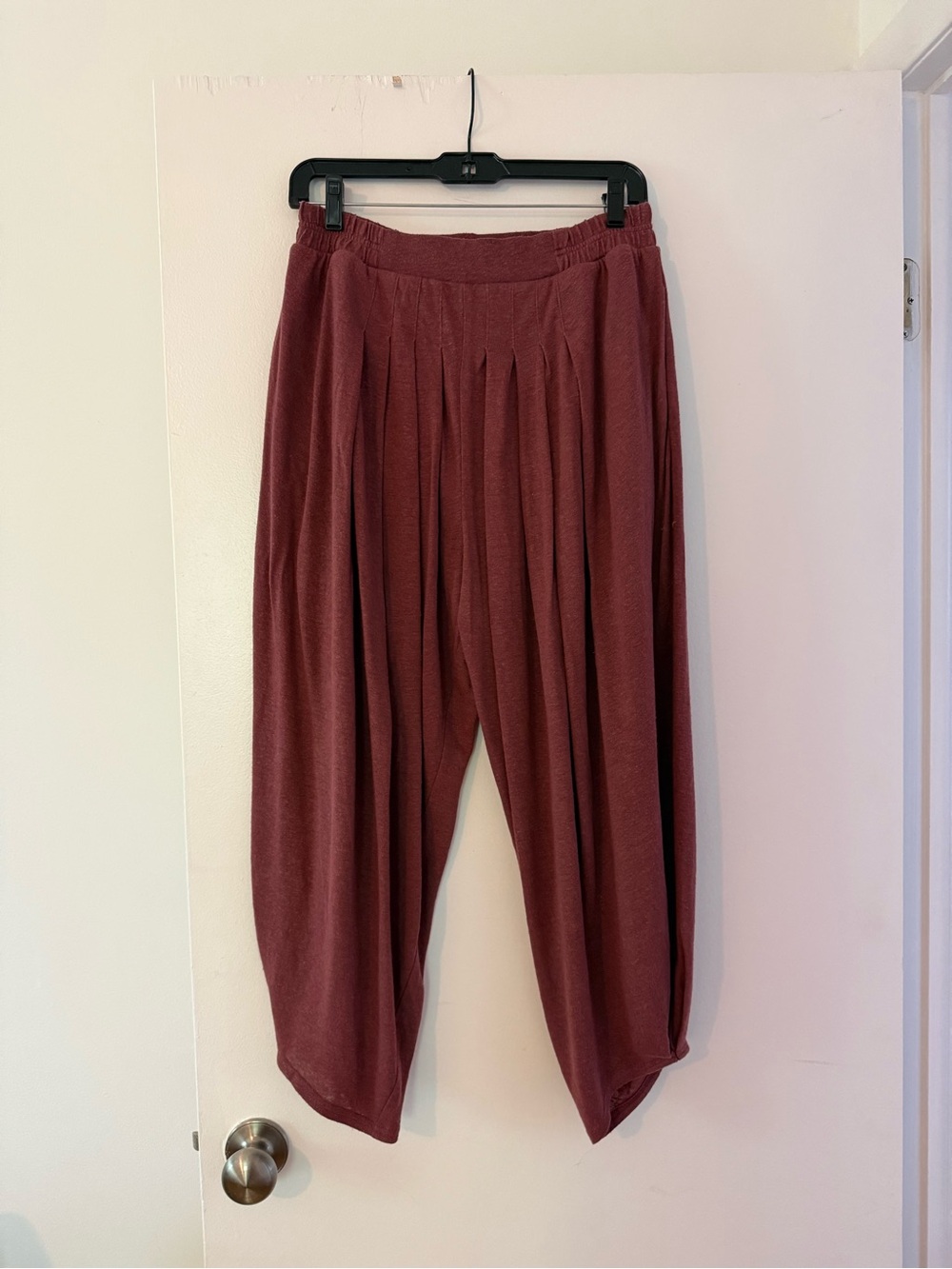 Relaxed Pleated Jogger Pants - Burgundy